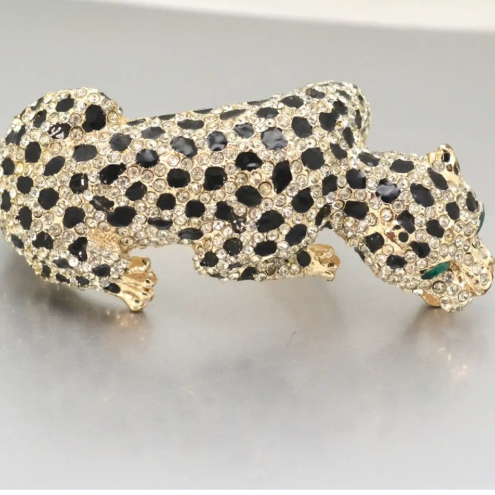 NWT ⚜️🖤⚜️ NATASHA GREEN EYED TIGERS AND LEOPARD SET NECKLACE ANX BRACELET - Picture 12 of 17